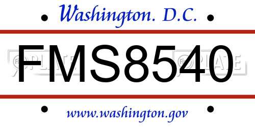 FMS8540 District Of Columbia License Plate
