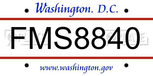 FMS8840 District Of Columbia License Plate