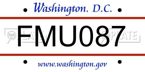 FMU087 District Of Columbia License Plate