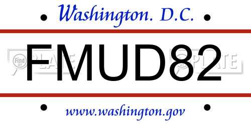 FMUD82 District Of Columbia License Plate