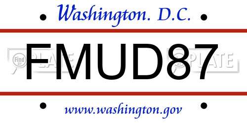 FMUD87 District Of Columbia License Plate