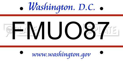 FMUO87 District Of Columbia License Plate