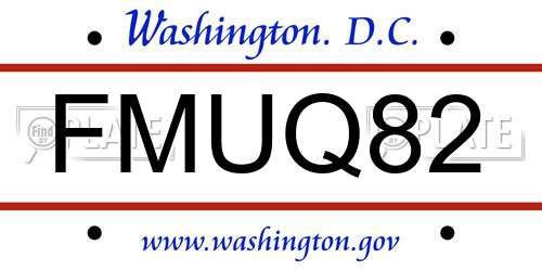 FMUQ82 District Of Columbia License Plate