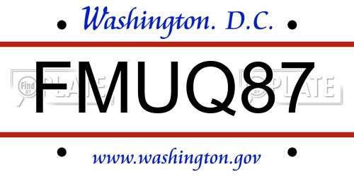 FMUQ87 District Of Columbia License Plate
