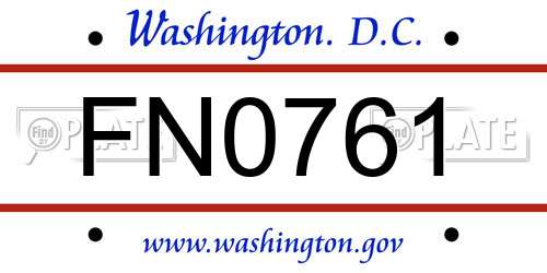 FN0761 District Of Columbia License Plate