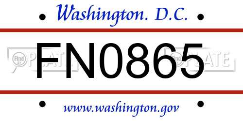 FN0865 District Of Columbia License Plate