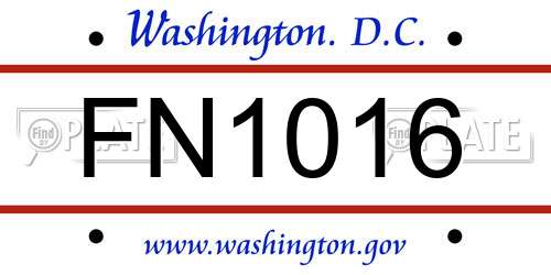 FN1016 District Of Columbia License Plate