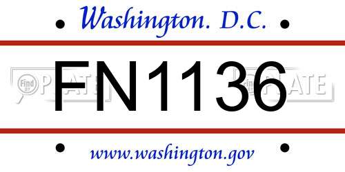 FN1136 District Of Columbia License Plate