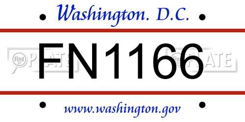 FN1166 District Of Columbia License Plate