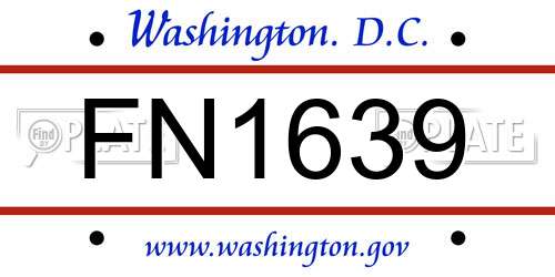 FN1639 District Of Columbia License Plate