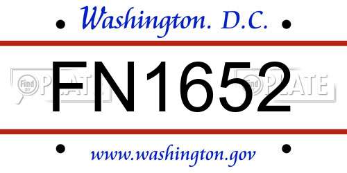 FN1652 District Of Columbia License Plate