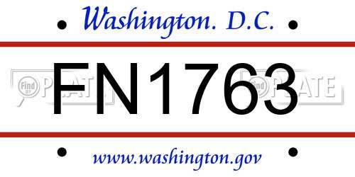 FN1763 District Of Columbia License Plate