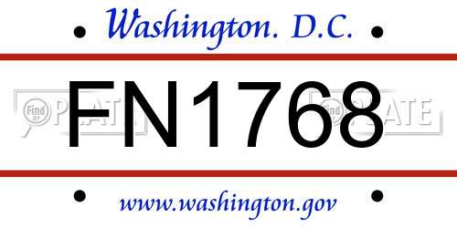 FN1768 District Of Columbia License Plate