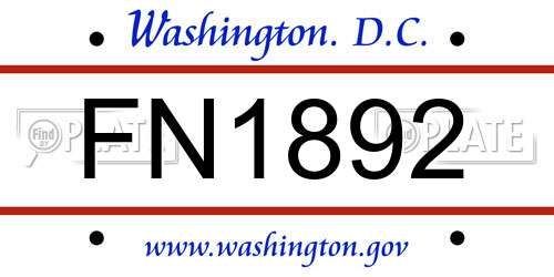 FN1892 District Of Columbia License Plate