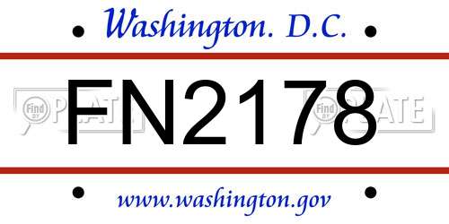 FN2178 District Of Columbia License Plate