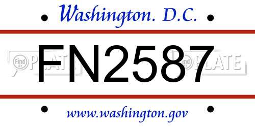 FN2587 District Of Columbia License Plate