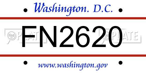 FN2620 District Of Columbia License Plate