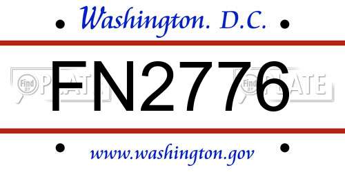 FN2776 District Of Columbia License Plate
