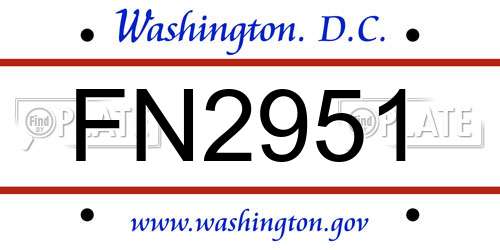 FN2951 District Of Columbia License Plate