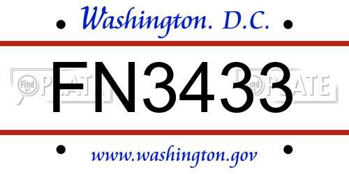 FN3433 District Of Columbia License Plate