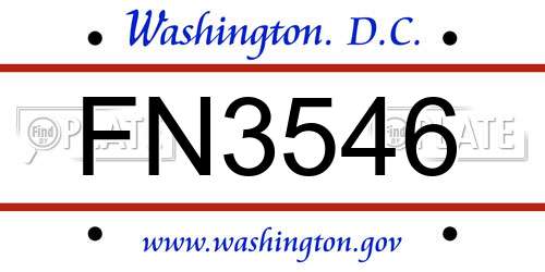 FN3546 District Of Columbia License Plate