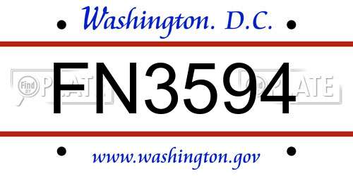 FN3594 District Of Columbia License Plate