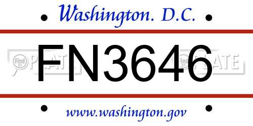 FN3646 District Of Columbia License Plate