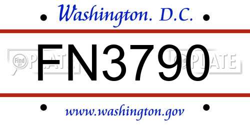 FN3790 District Of Columbia License Plate