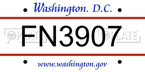 FN3907 District Of Columbia License Plate
