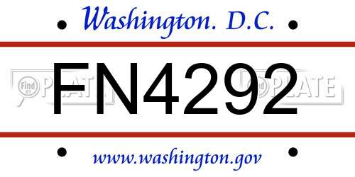 FN4292 District Of Columbia License Plate