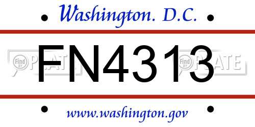 FN4313 District Of Columbia License Plate