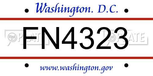 FN4323 District Of Columbia License Plate