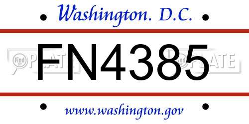 FN4385 District Of Columbia License Plate