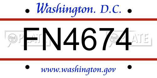 FN4674 District Of Columbia License Plate