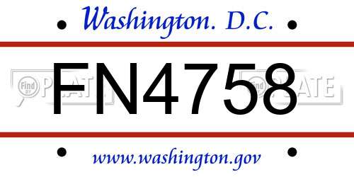 FN4758 District Of Columbia License Plate