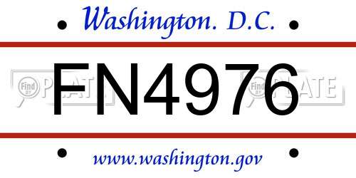 FN4976 District Of Columbia License Plate