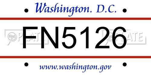 FN5126 District Of Columbia License Plate