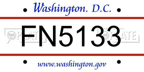 FN5133 District Of Columbia License Plate