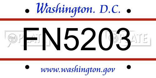 FN5203 District Of Columbia License Plate