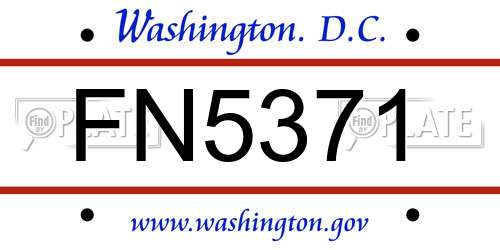 FN5371 District Of Columbia License Plate