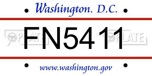 FN5411 District Of Columbia License Plate