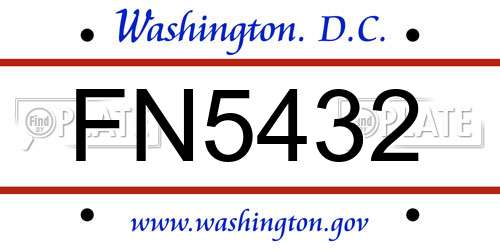 FN5432 District Of Columbia License Plate