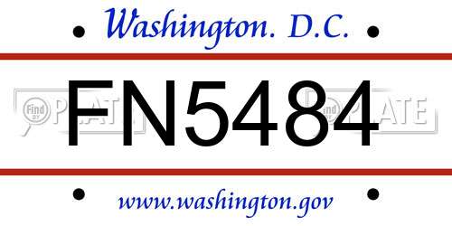FN5484 District Of Columbia License Plate