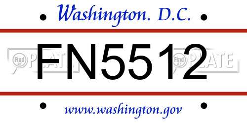 FN5512 District Of Columbia License Plate