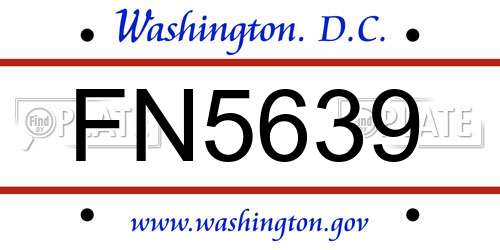 FN5639 District Of Columbia License Plate