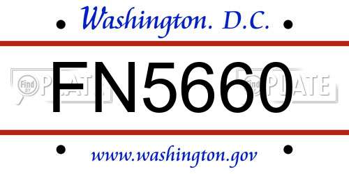 FN5660 District Of Columbia License Plate