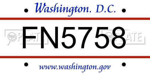 FN5758 District Of Columbia License Plate