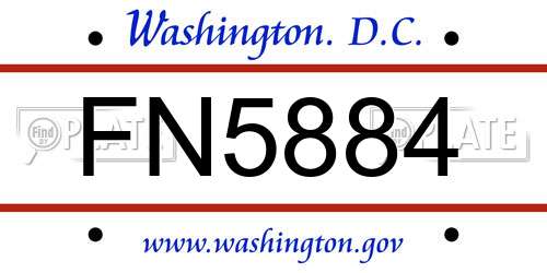 FN5884 District Of Columbia License Plate