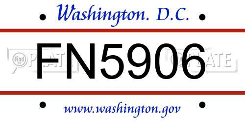 FN5906 District Of Columbia License Plate