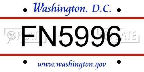 FN5996 District Of Columbia License Plate